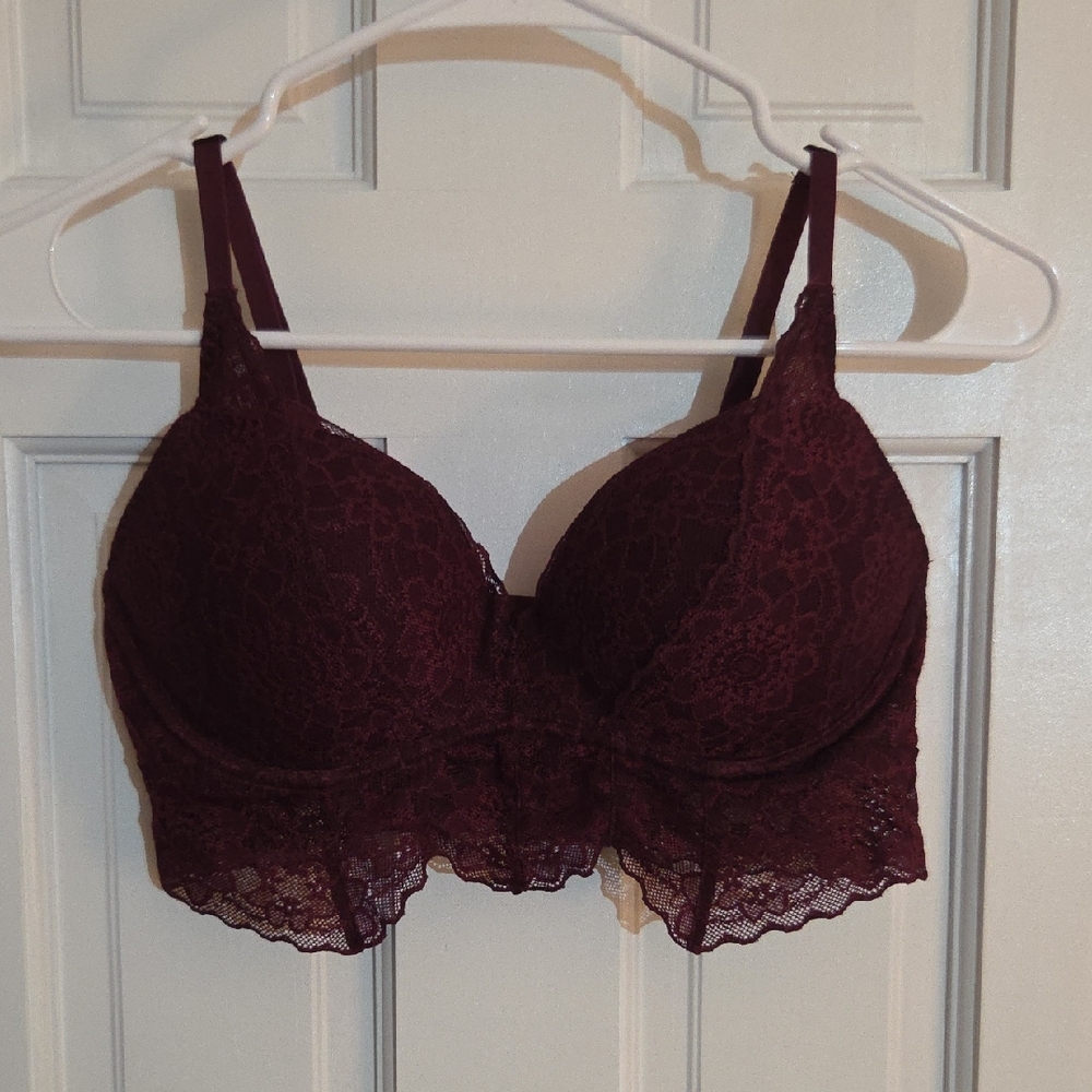PINK Victoria's Secret Deep Burgundy Lace Bra